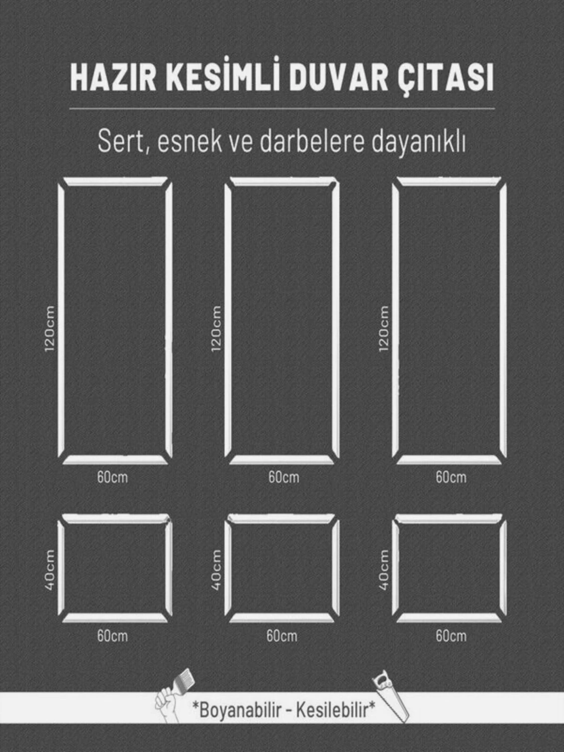 Dekoratif Boyanabilir Poliüretan Duvar Çıtası - 6' Lı Hazır Kesim Çerçeve Seti-Duvar Süsü