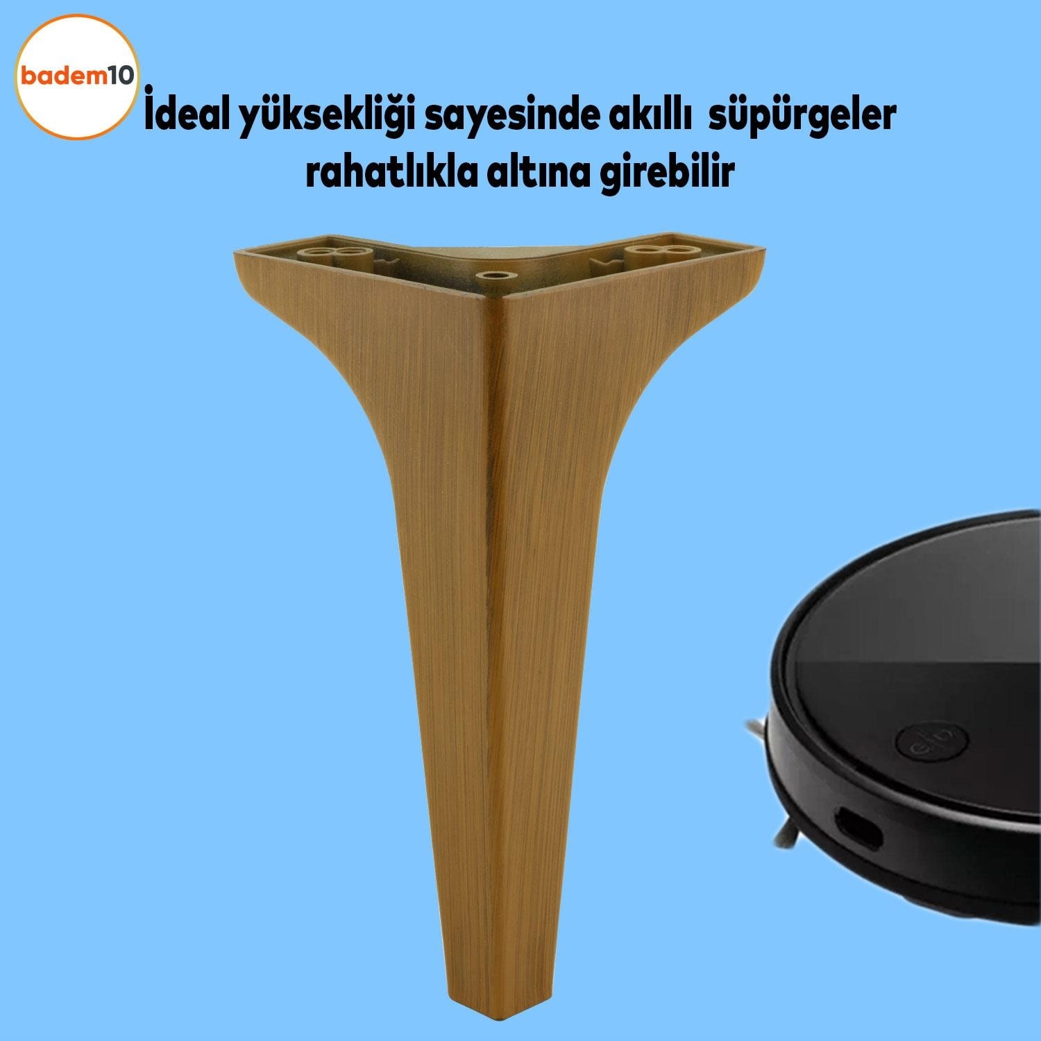 Sedef Lüks Mobilya Kanepe Sehpa Tv Ünitesi Koltuk Ayağı 19 cm Koyu Kahverengi Baza Ayakları