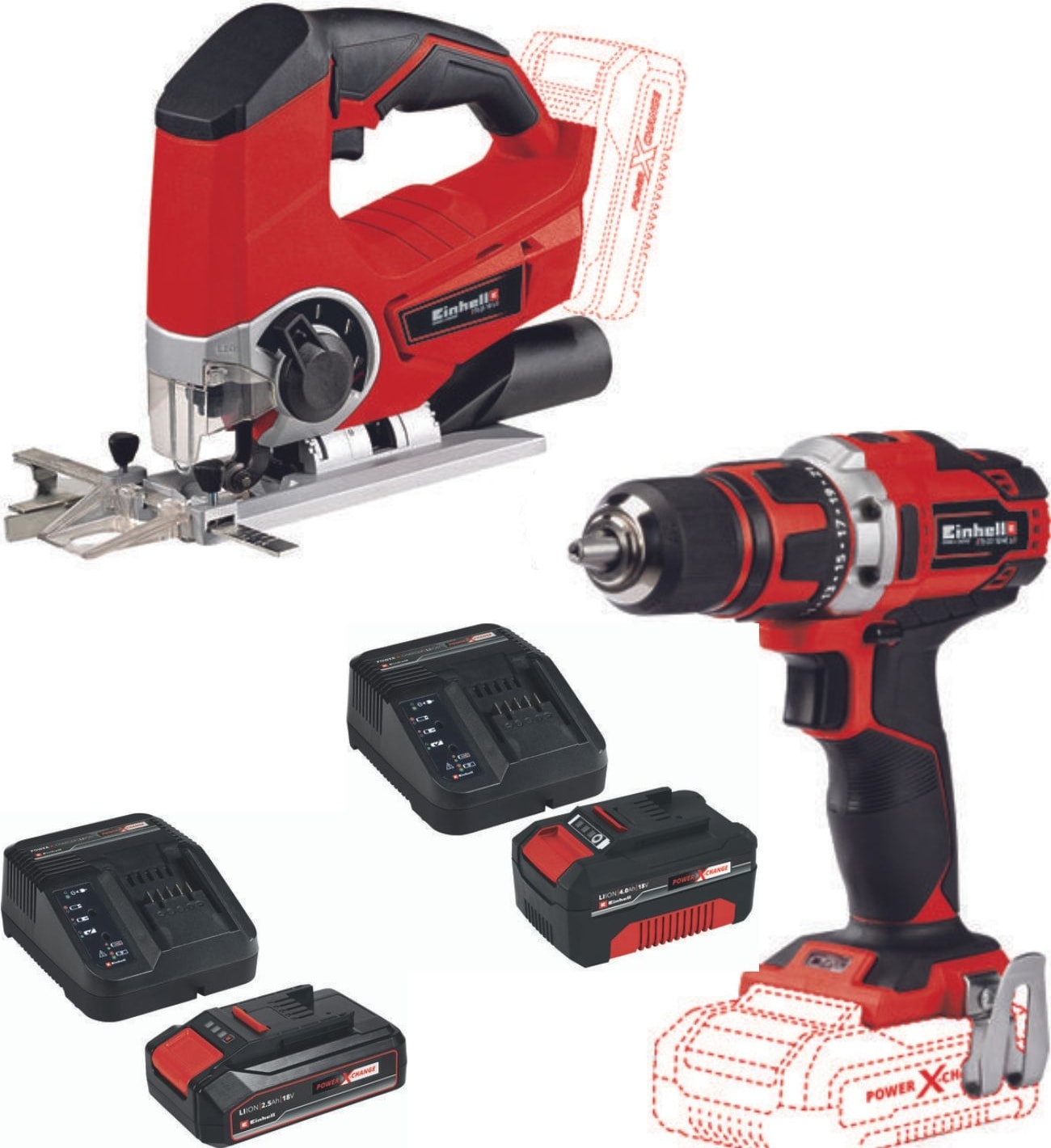 EİNHELL Te-Cd 18/40 Vidalama Matkap Te-Js 18 Dekupaj 2.5-4.0AH Akülü Set