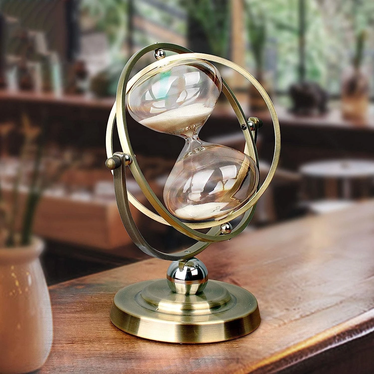 Eskitme Metal Hareketli Kum Saati Zarif Vintage Tasarım ile Evinizi Süsler