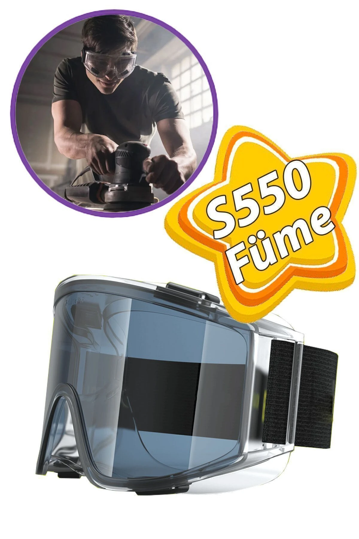 Kaynak Koruyucu Iş Güvenlik Güvenliği Gözlüğü Ventilli Gözlük S550 Füme Ürünleri