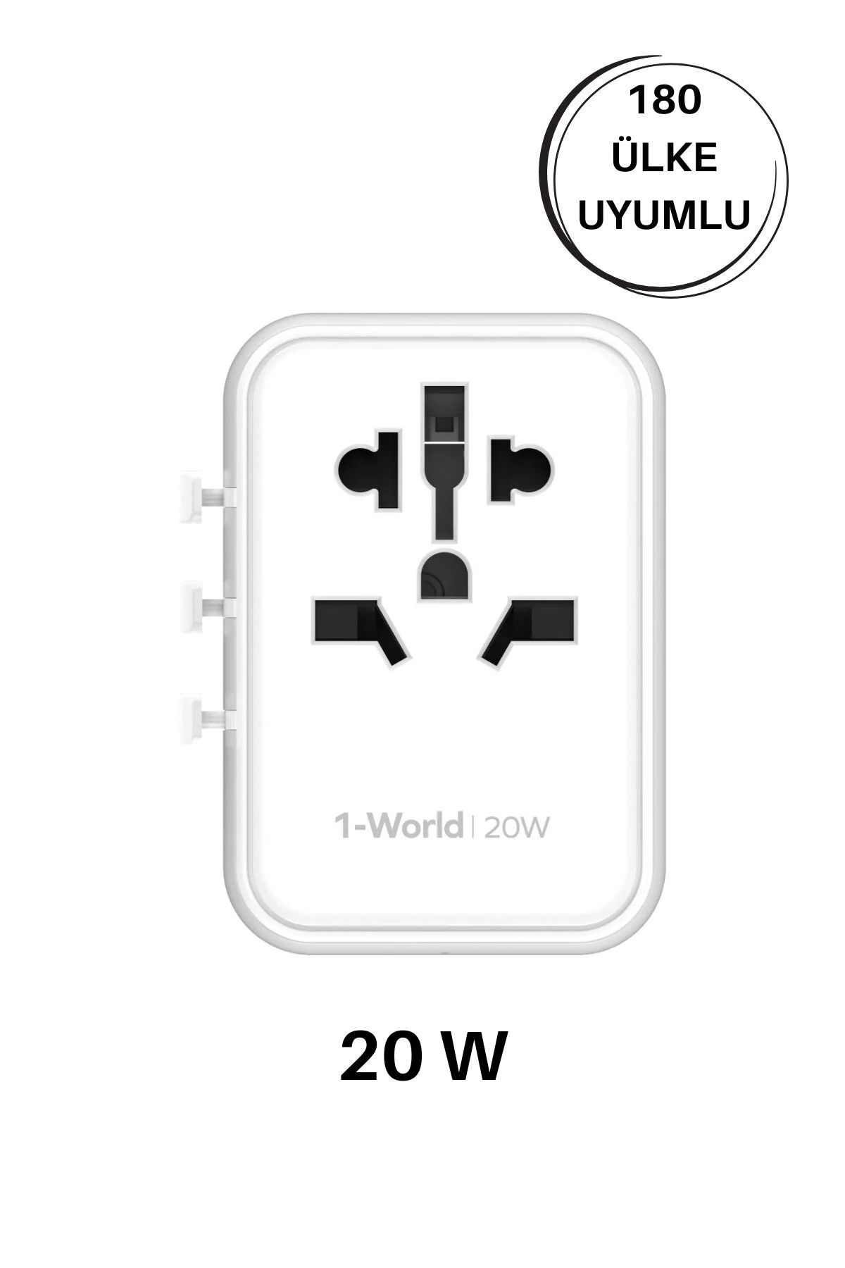 20W 1-World 5-Port AC Seyahat Piriz Dönüştürücü Charger (Beyaz)