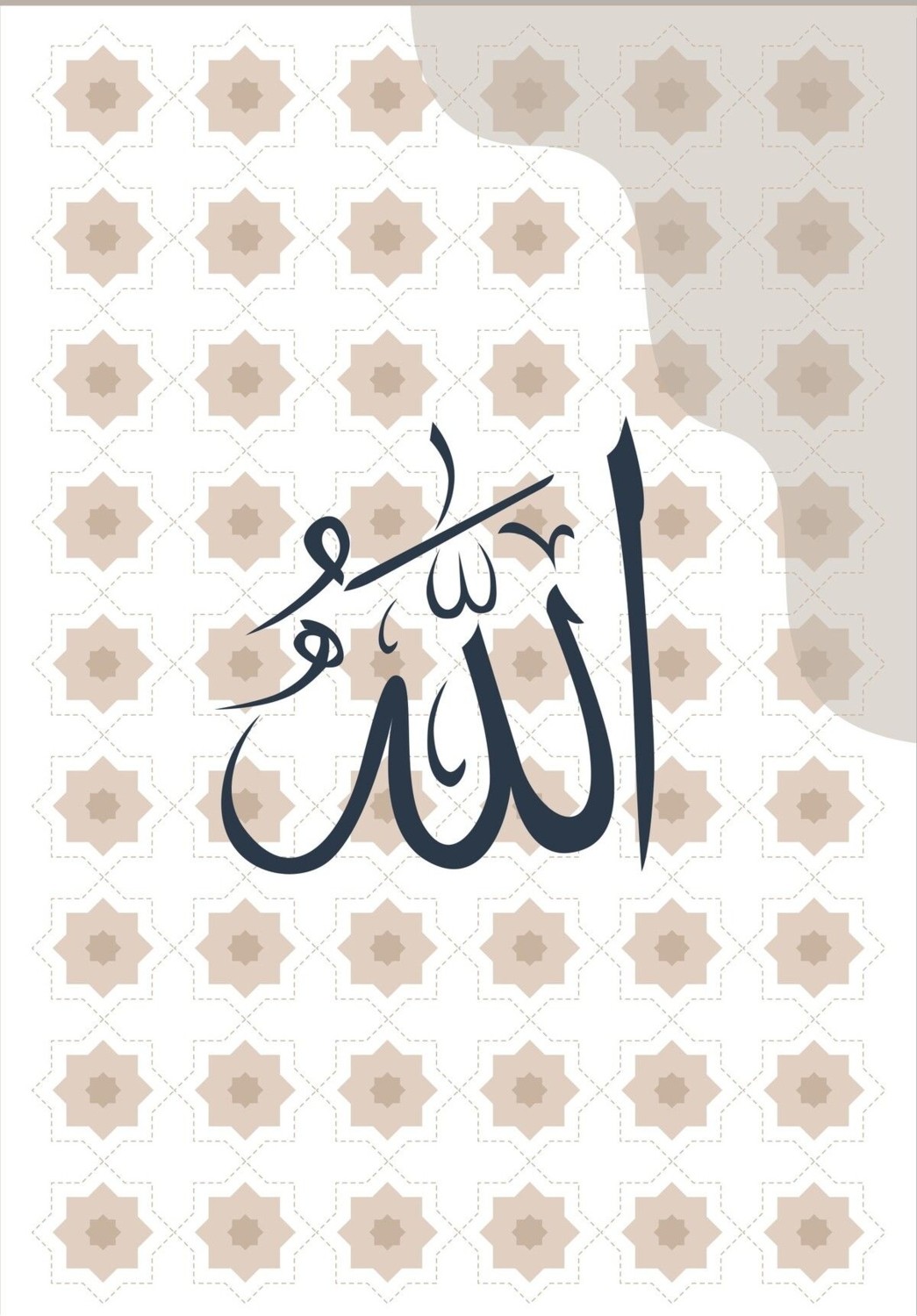 soft Bej-Gri-Krem Allah-Muhammed Islami Kombini |çerçeveli Cam Tablo 3lü Dikey