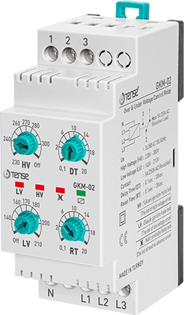 Gkm-02 Trifaze Aşırı -Düşük Gerilim Kontrol Rölesi Monofaze Kadran Dın Kutu