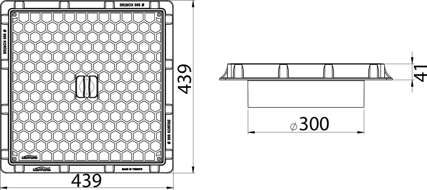 OZKUVVET 300 mm Koruge Boru Uyumlu Çerçeve + Düz Kapak