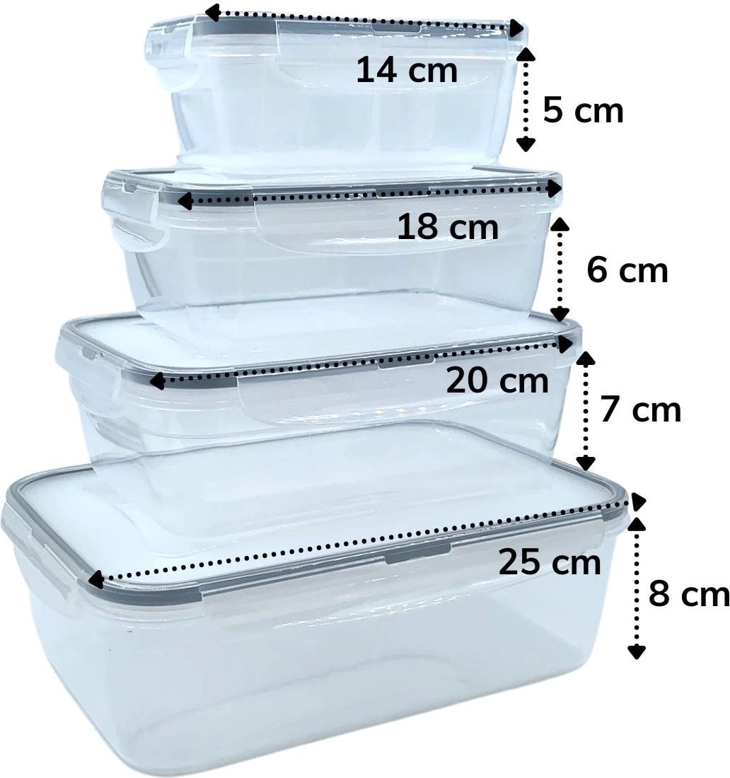 4&apos;lü Iç Içe Sızdırmaz Contalı Kilitli Kapaklı Plastik Erzak Saklama Kapları LC315 (5047)
