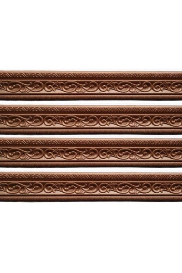 Motifli Kahverengi Esnek 8cm-230cm X 4 Adet Yapışkanlı Duvar Çıta Çerçeve Süpürgelik