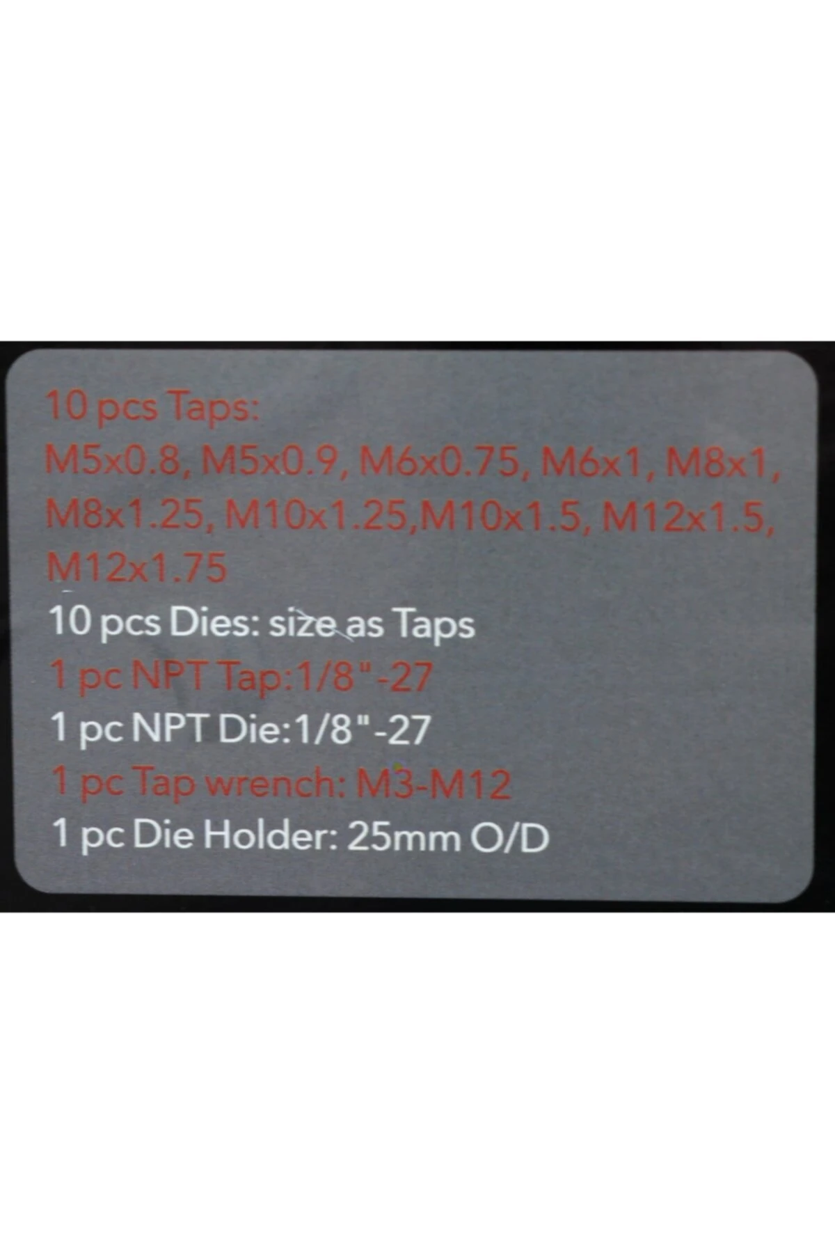 24 Parça Pafta Kılavuz Seti S2 Çelik Profesyonel Metrik