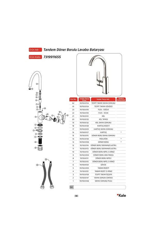 Banyo Tandem Döner Borulu Lavabo Bataryası