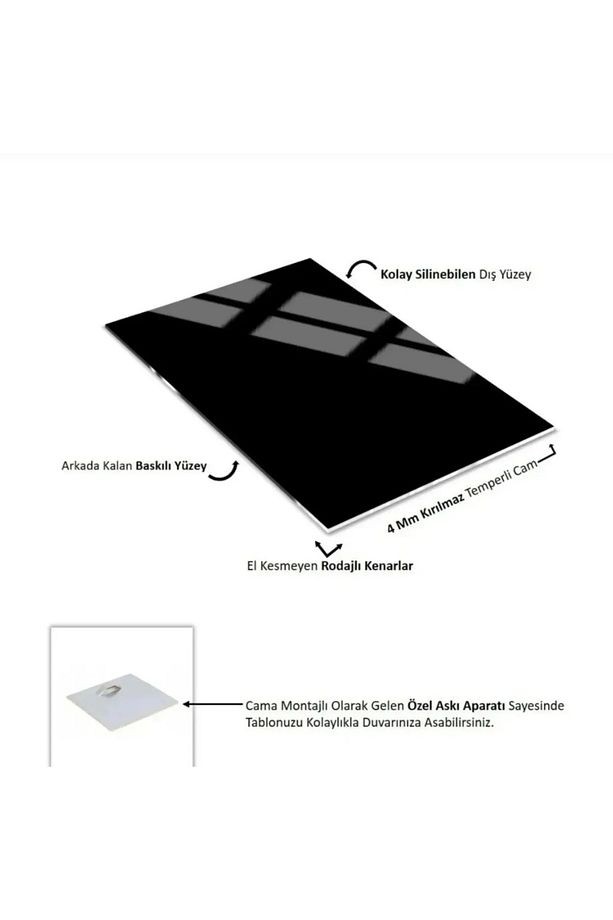 4MM TAMPERLİ UV BASKI KIRILIMAZ CAM TABLO EV OFİS DUVAR DEKOR HEDİYELİK TABLO ULTRA HD VAV ELİF Dini