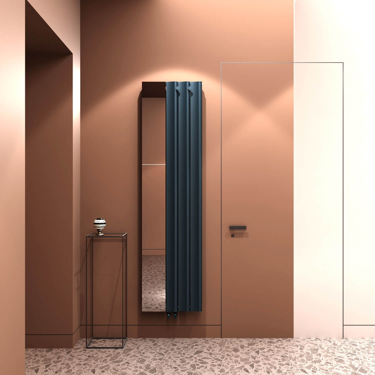 Entree Dikey Alüminyum Radyatör Modern Tasarım Antrasit 180X47 cm