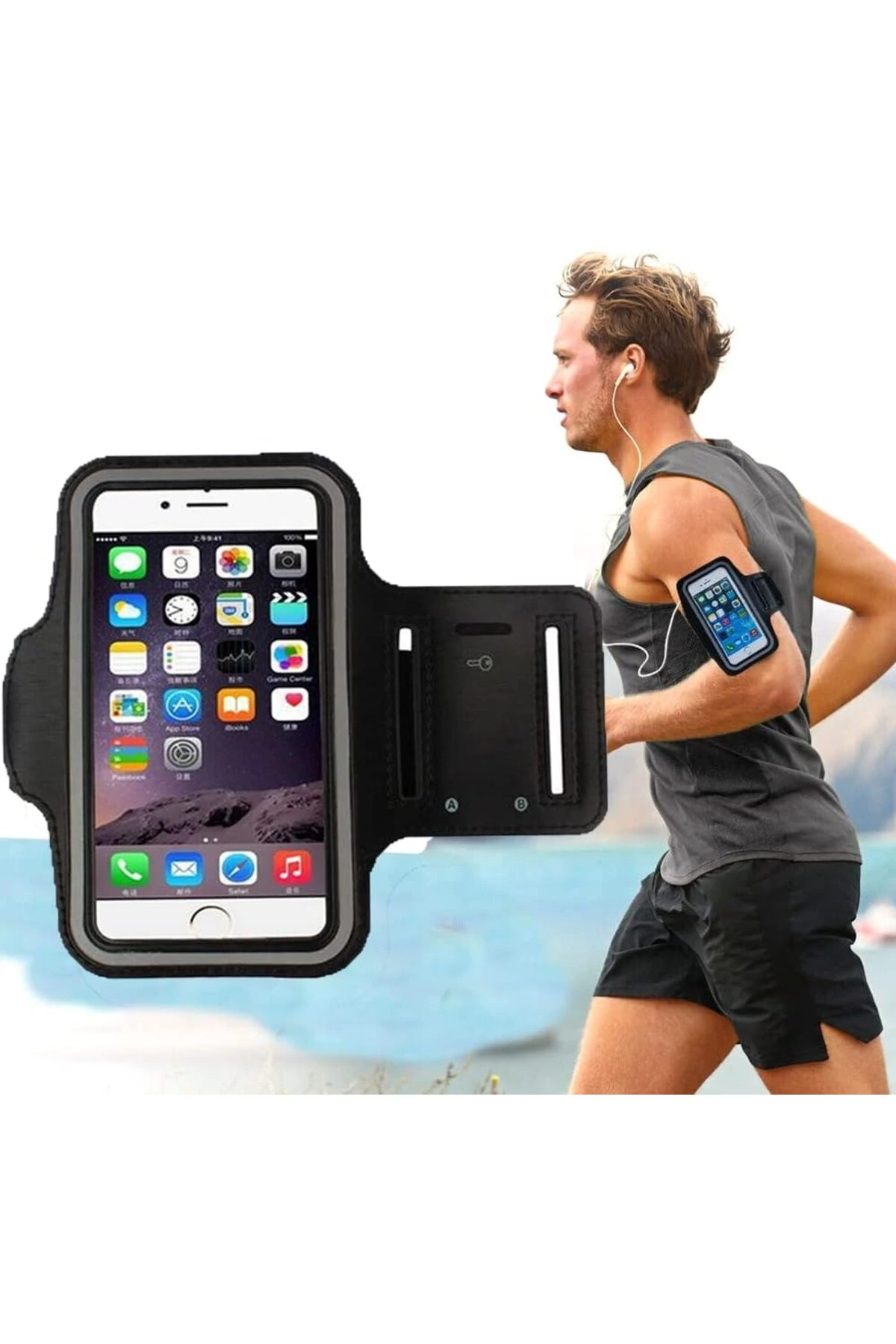 İphone ile uyumlu 6,3" inç e Kadar Uyumlu Anahtar Koyma Bölmeli Spor, Koşu,Yürüyüş için Kol Bandı Si