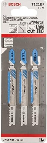 BOSCH 3 x Dekupaj Testere Bıçağı T 121 Bf Speed For Metal (Çelik Saclar Için, Profesyonel Aksesuar Dekupaj Testere)
