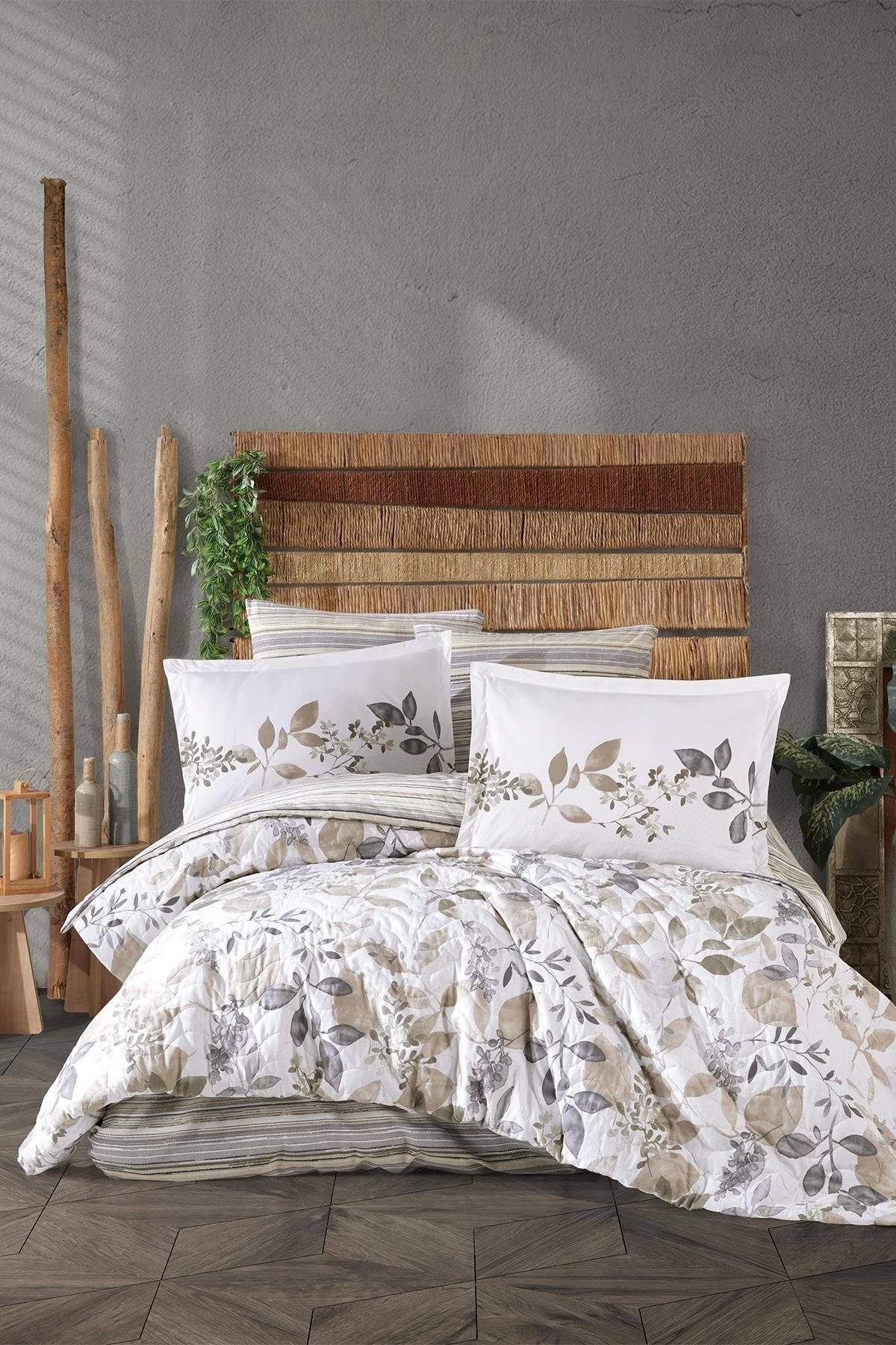 Ranforce %100 Pamuk Çift Kişilik Dört Mevsim Set Azura V1 Bej