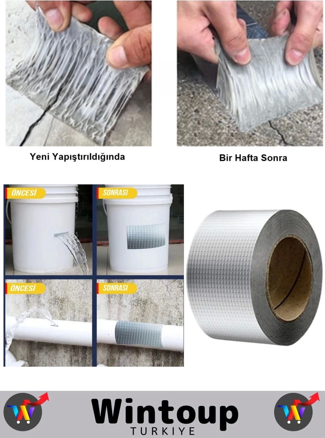 Özel Üretim Su Geçirmez Isıya Dayanıklı Alüminyum Ultra Güçlü Tamir Bandı Çamur Bant 3 Adet