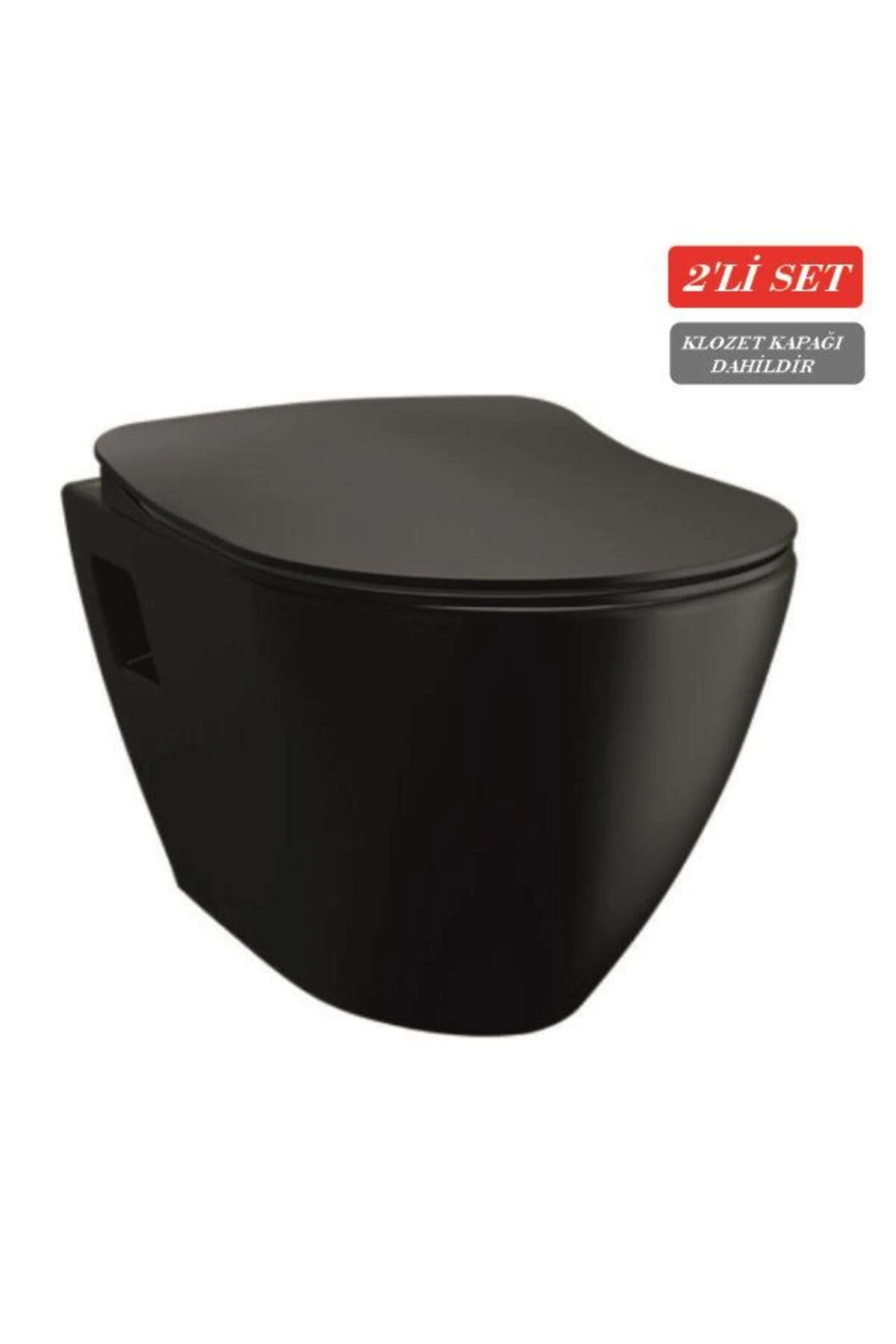 Terra Asma Klozet (TP325.SM) Mat Siyah + Duck Yavaş Kapanan Kapak Mat Siyah 2'li Set
