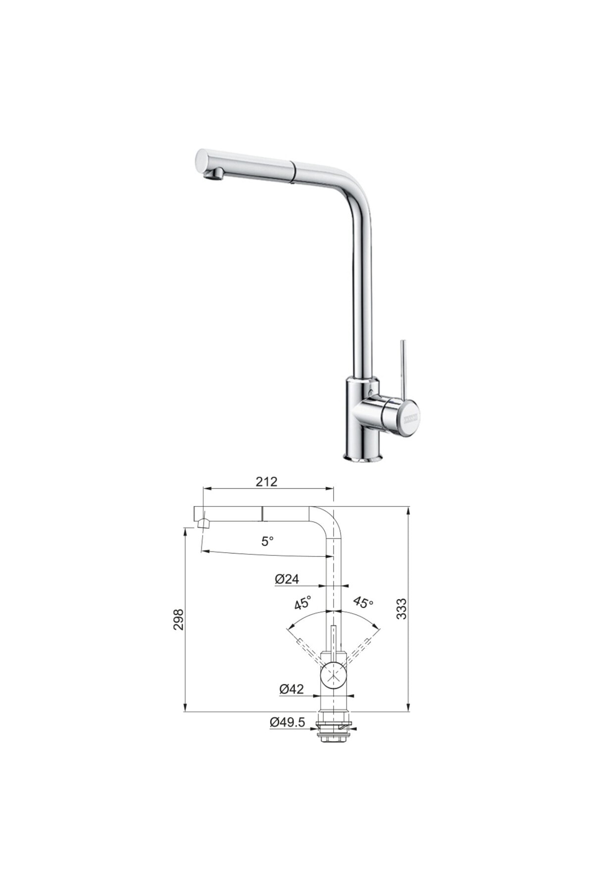 Maris Mrx 110-50 Eviye, Sirius Spiralli Inox Armatür Seti