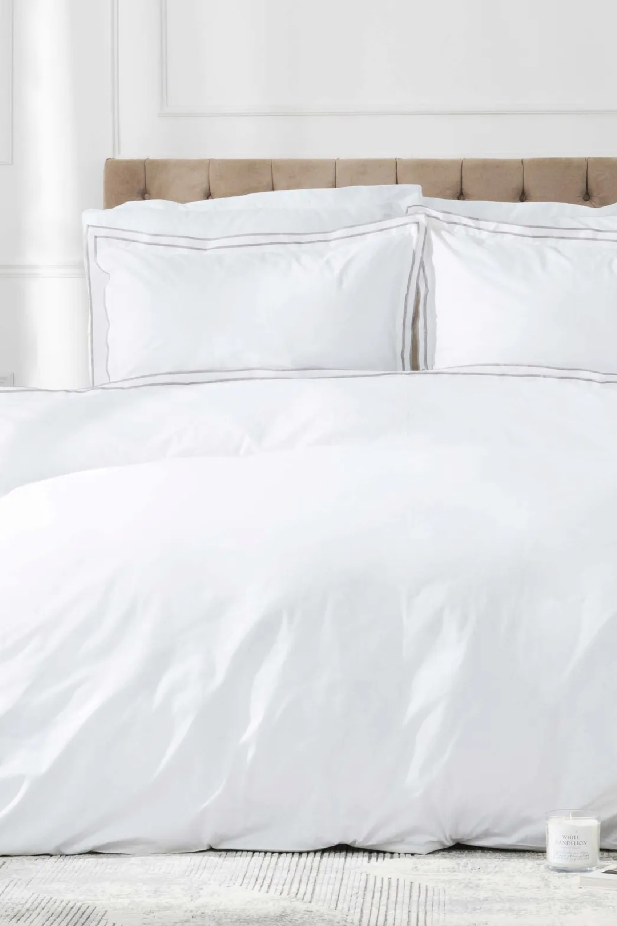 White Collection Victorie Gri Pikolu Percale Çift Kişilik Nevresim Takımı
