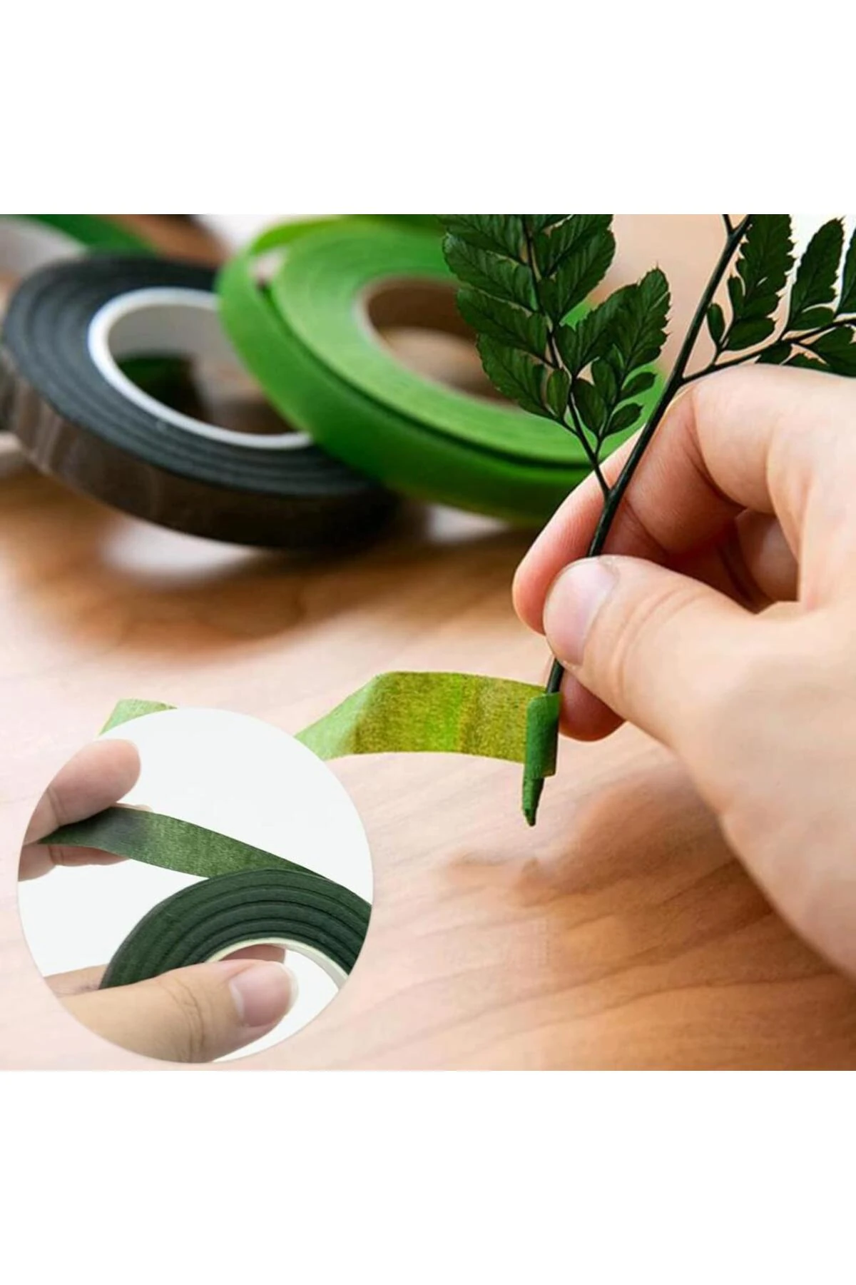 Çiçekçi Bandı 40 metre Yeşil Renk Yapay Çiçek Latex Köpük Çiçek Sapı Sarma Yeşil Bant