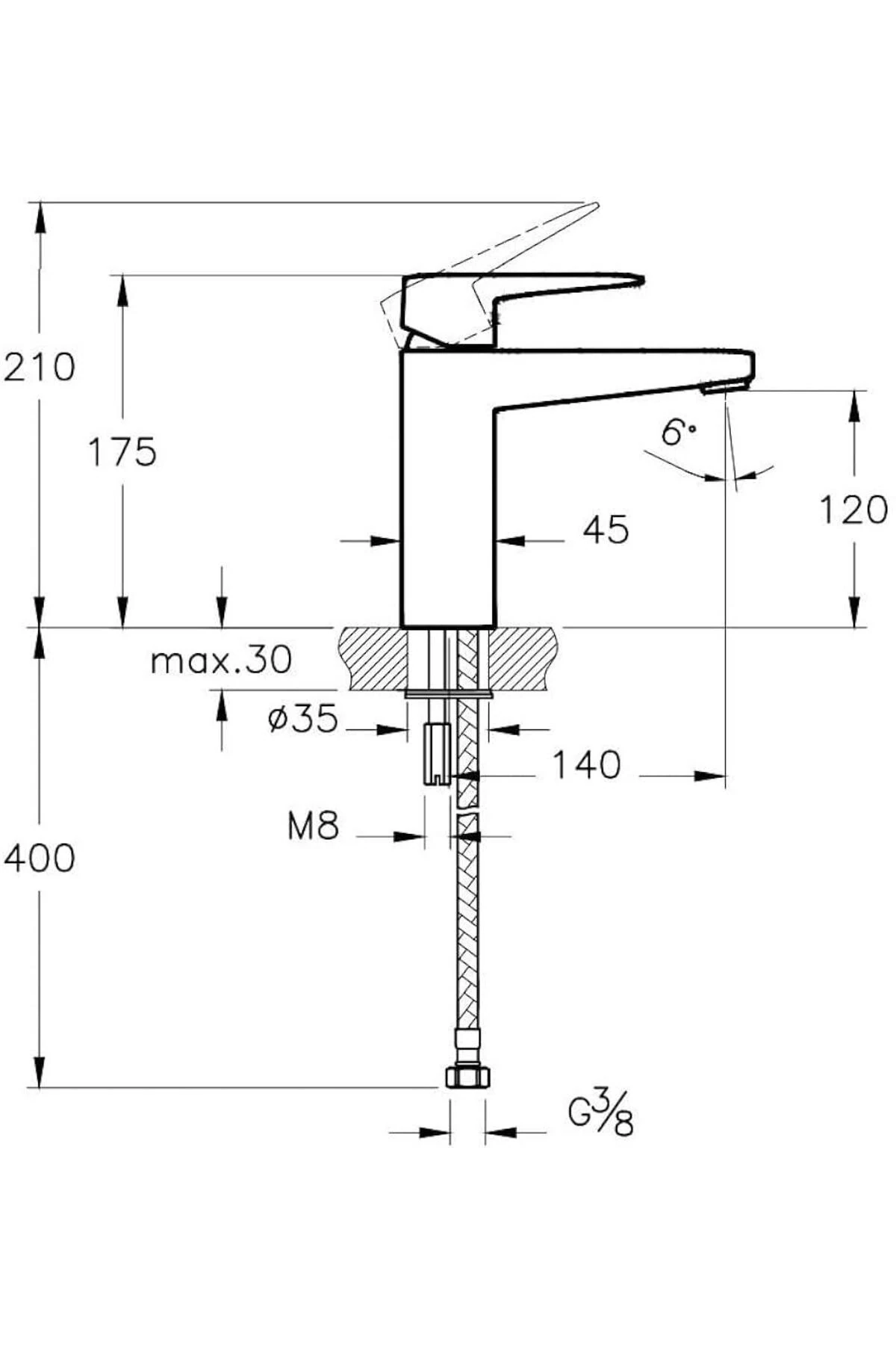 Root Square Lavabo Bataryası (Yüksek), krom