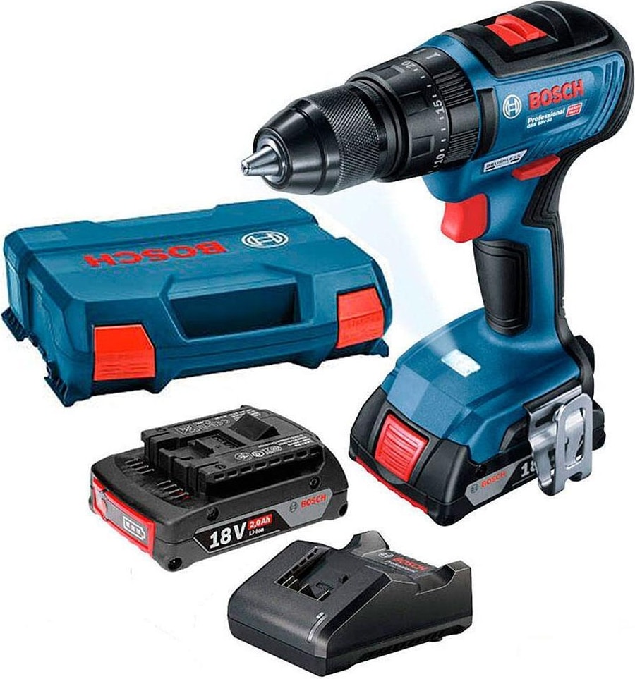 BOSCH Gsb 18V 50 Akülü Darbeli Matkap 2X2AH + 103 Parça Set 06019H5100