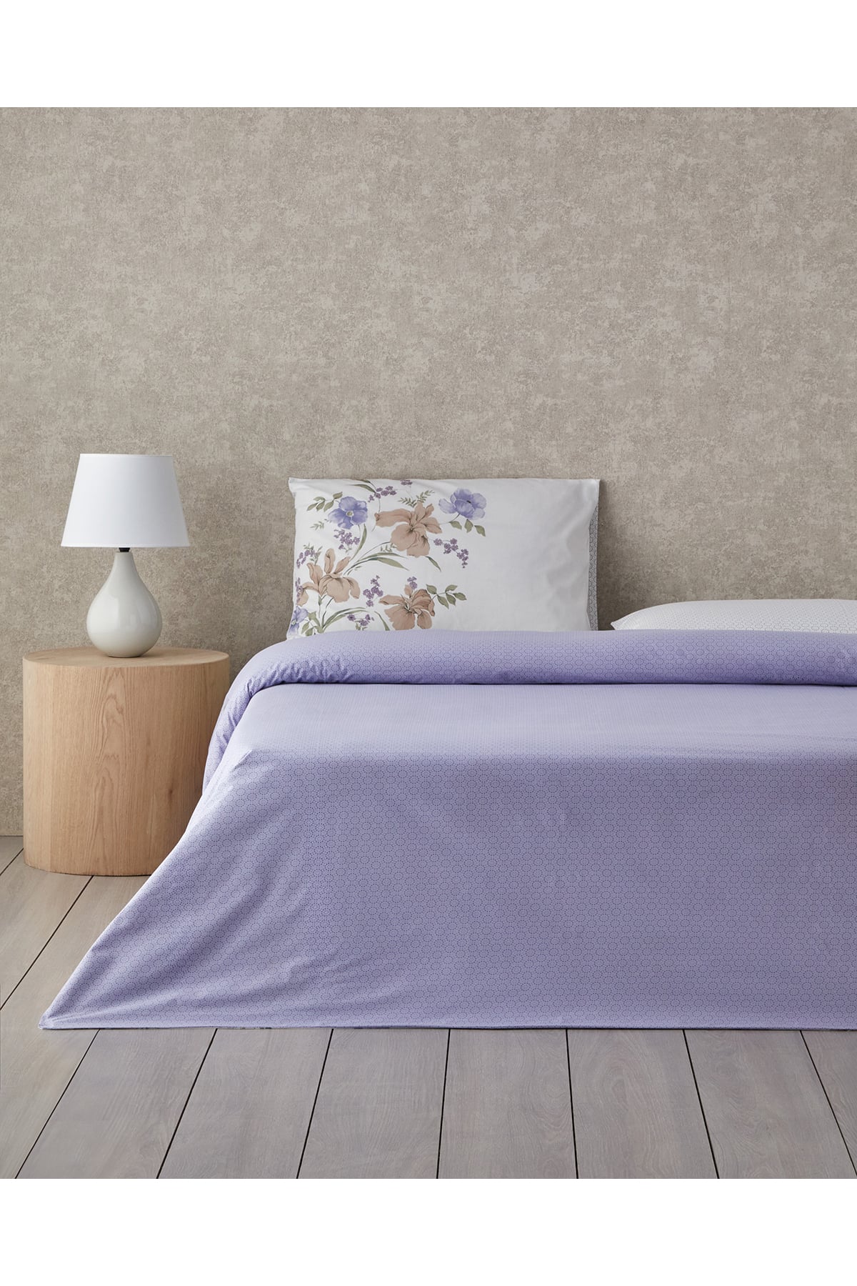 Rustic Blossom Pamuk Tek Kişilik Nevresim Takımı 160x220 cm Lila - Bej