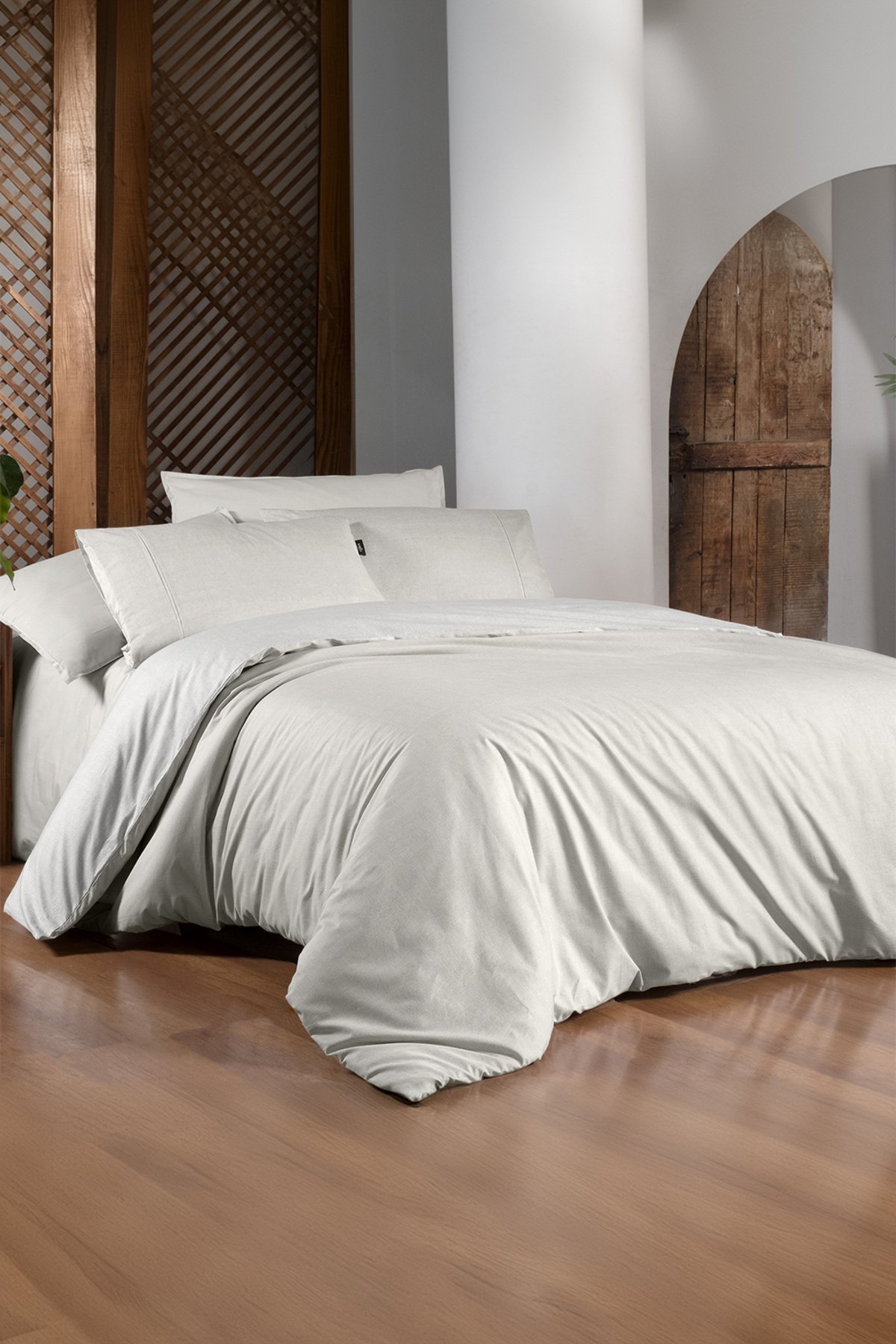 Unitwill Ekru King Size (Battal Boy) %100 Pamuk Nevresim Takımı