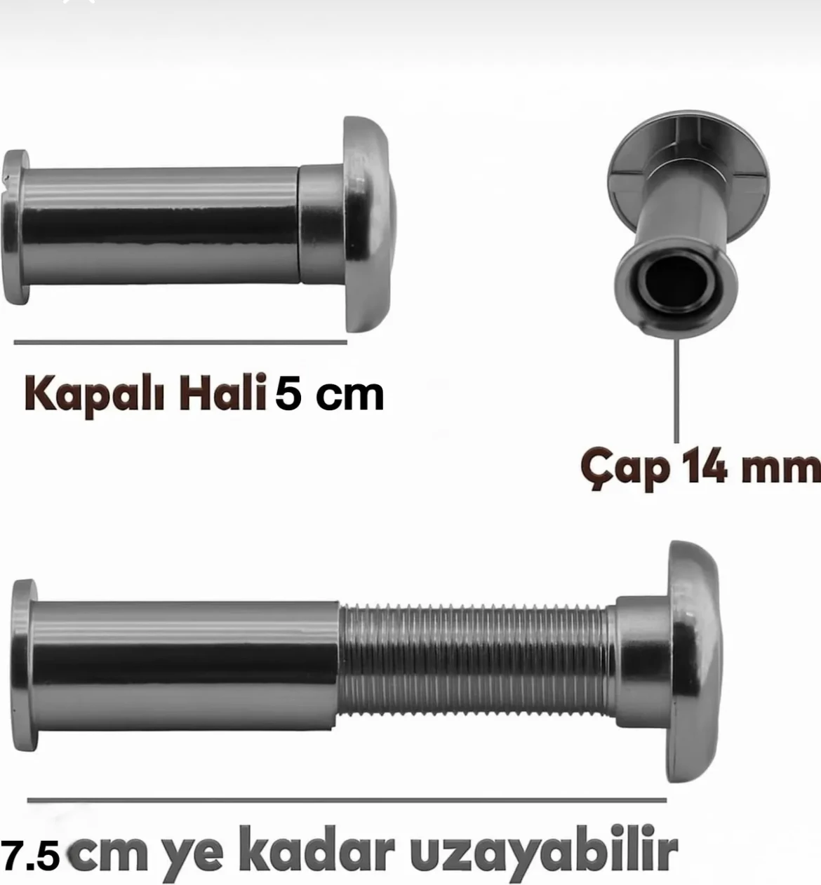 Çelik Kapı Dürbünü Ayarlanabilir 50-75 mm Çap 14 mm