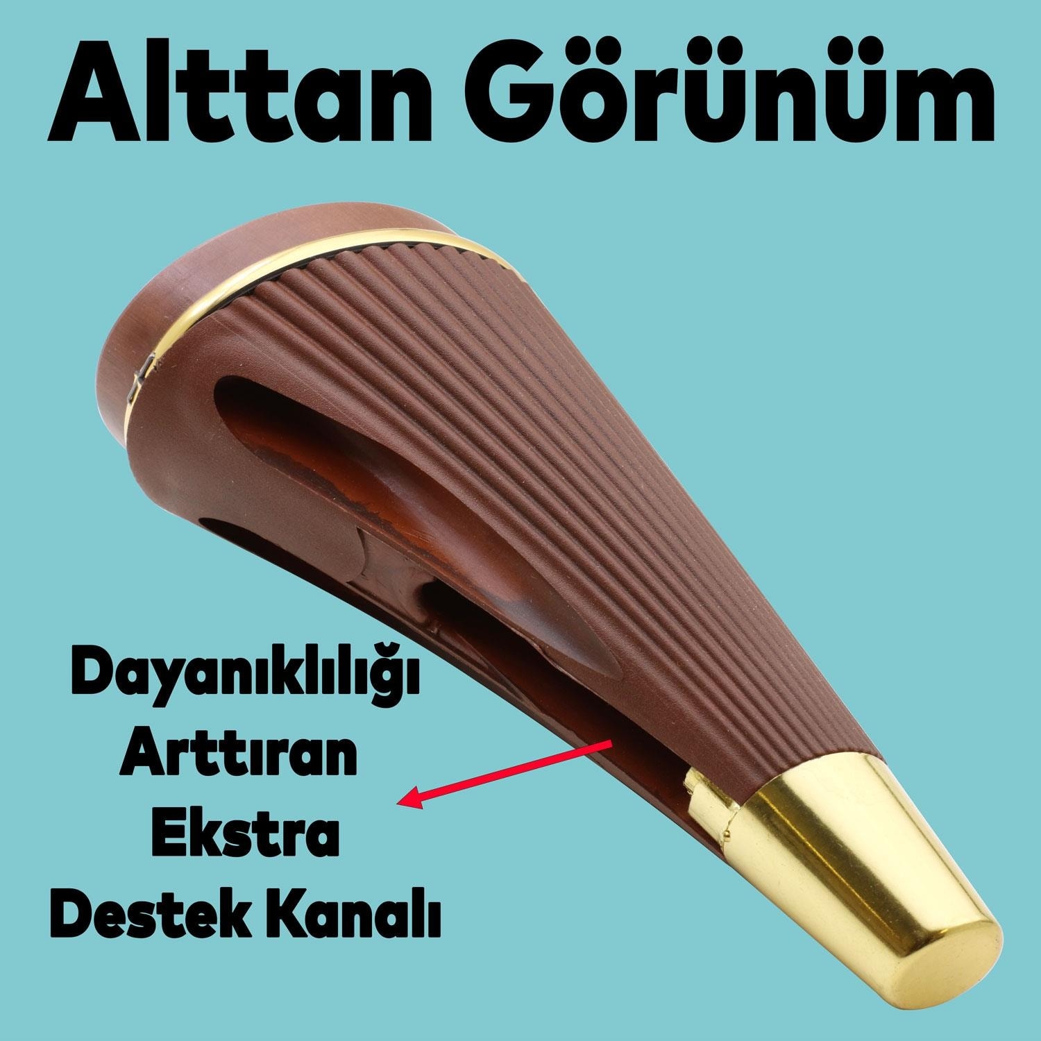 Iron Lüks Mobilya Kanepe Sehpa Tv Ünitesi Koltuk Ayağı 19 cm Ahşap Desenli Gold Baza Ayakları