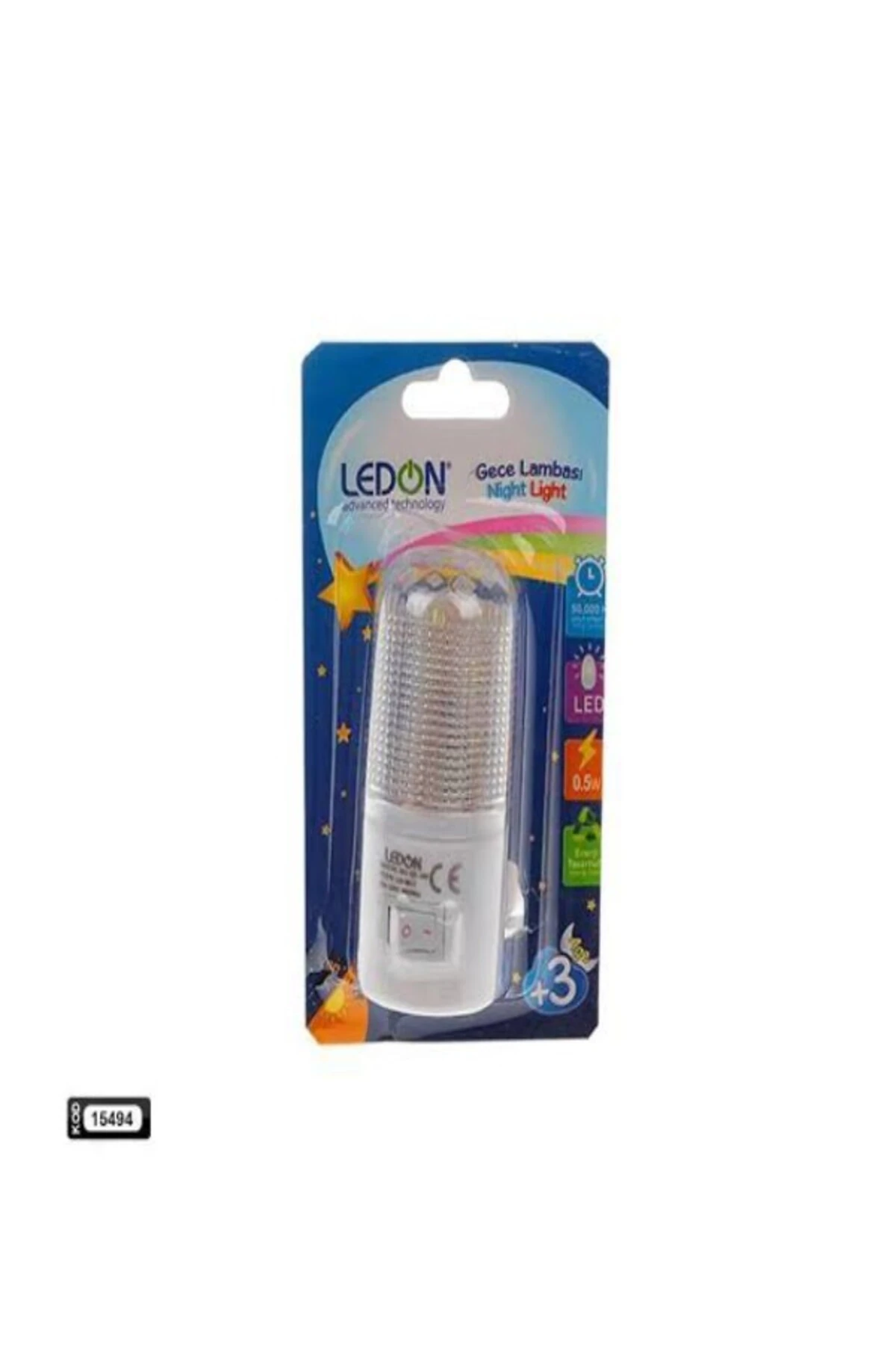 Ledon Mini Led Fişli Anahtarlı Gece Lambası Beyaz Işık 0,5 WATT