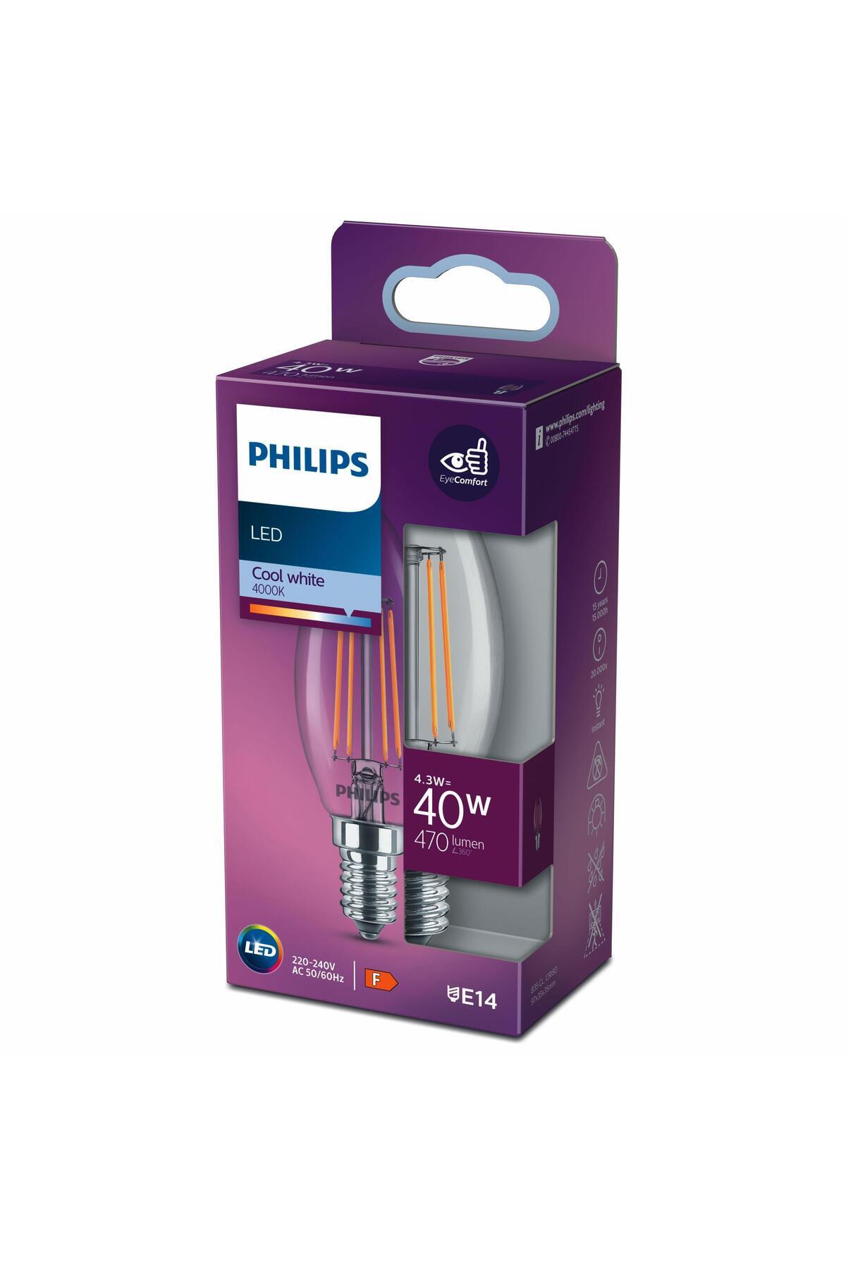 Fılament 40w E14 Ince Duylu Mum Ampul Gün Işığı