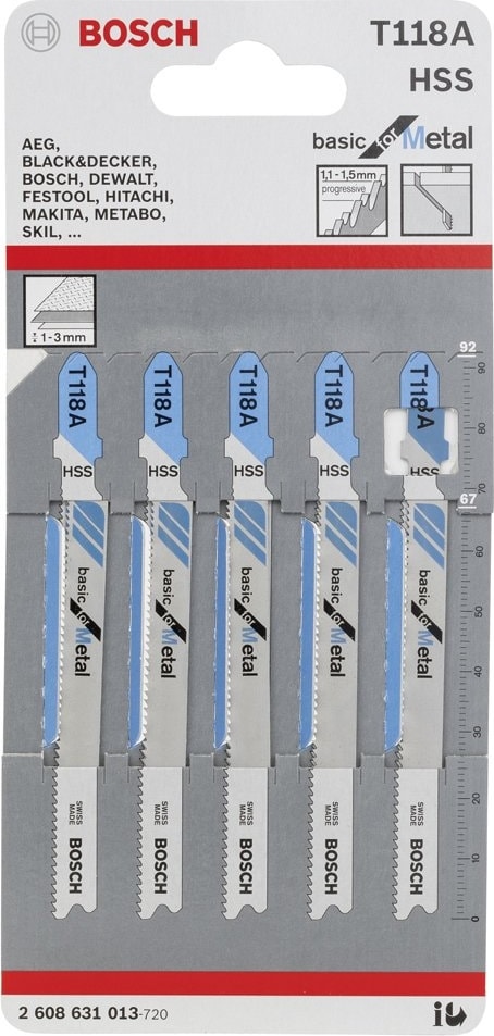 BOSCH - Ekonomik Seri Metal İçin T 118 A Dekupaj Testeresi Bıçağı - 5'Li Paket