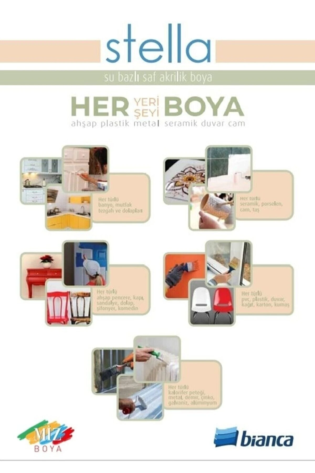 Stella Su Bazlı Saf Akrilik Boya Mistik Beyaz 1lt