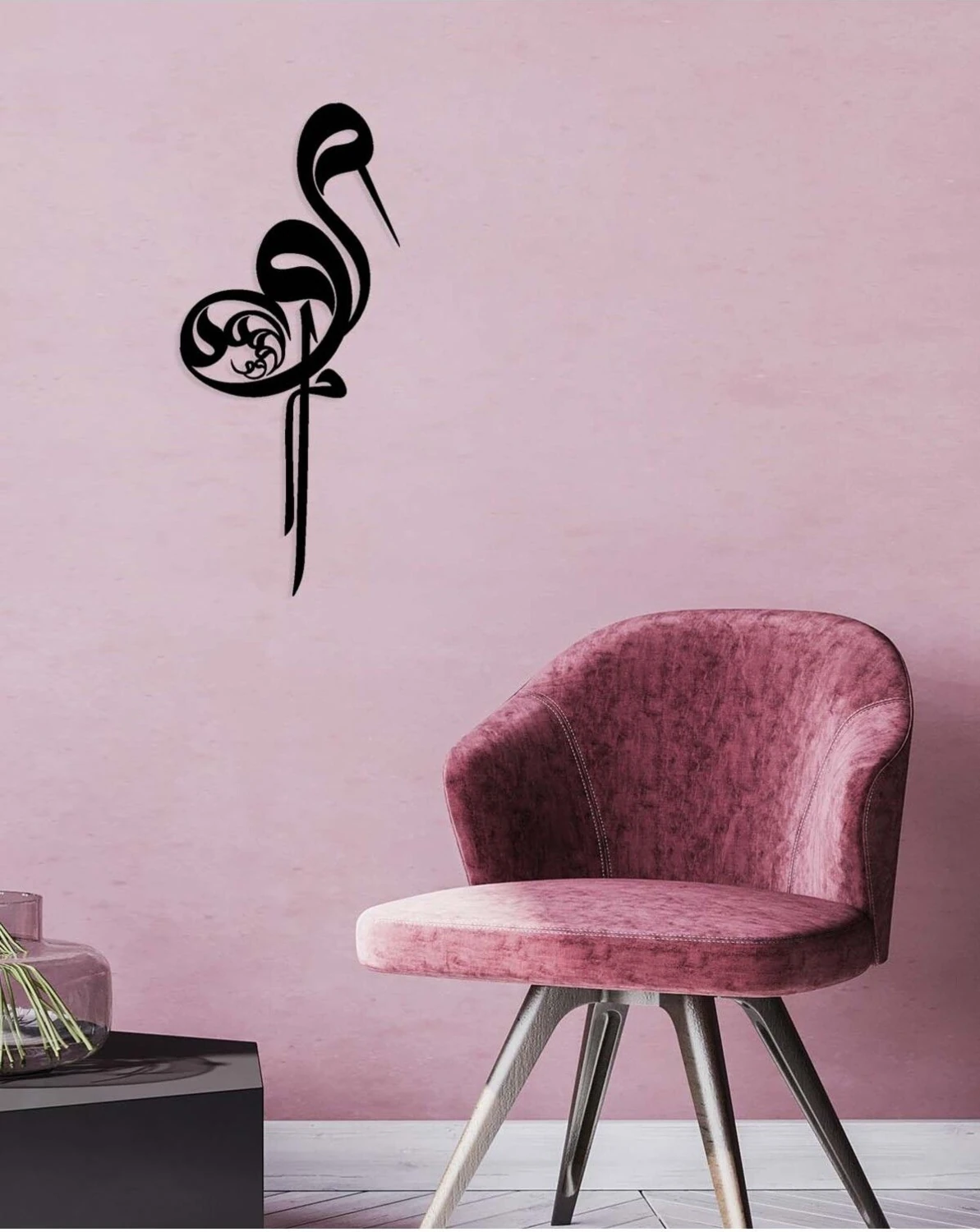 -Vav Harfi Hat Sanatı Islami Metal Tablo - Islami Ev Dekorasyonu - Dini Duvar Tabloları - 60 X 27 - Cm - Sıyah-Islm-035