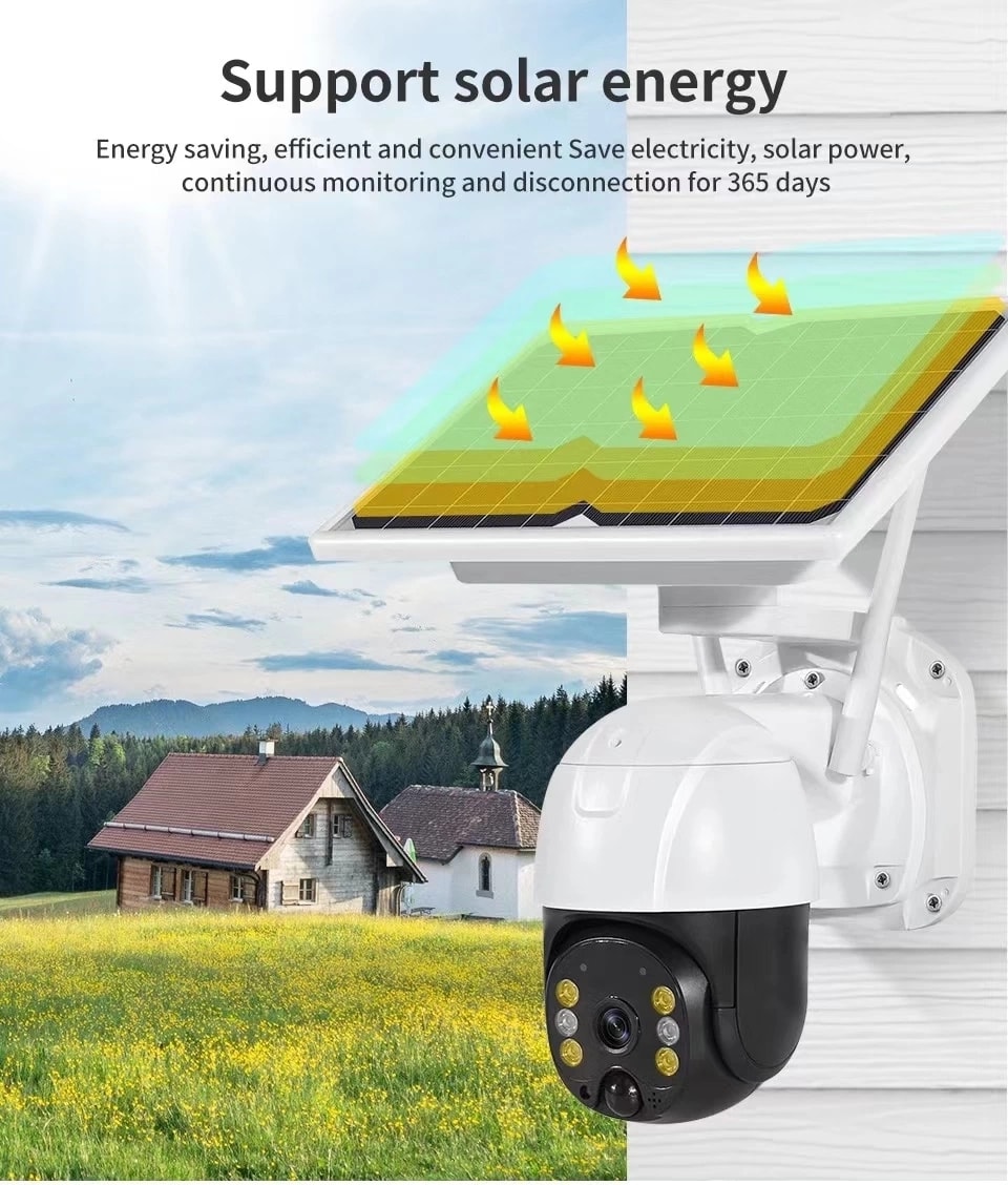 Wifi Uygulamalı Gece Görüşlü Solar Güneş Enerjili Kamera Akıllı Dış Mekan Güvenlik Kamerası
