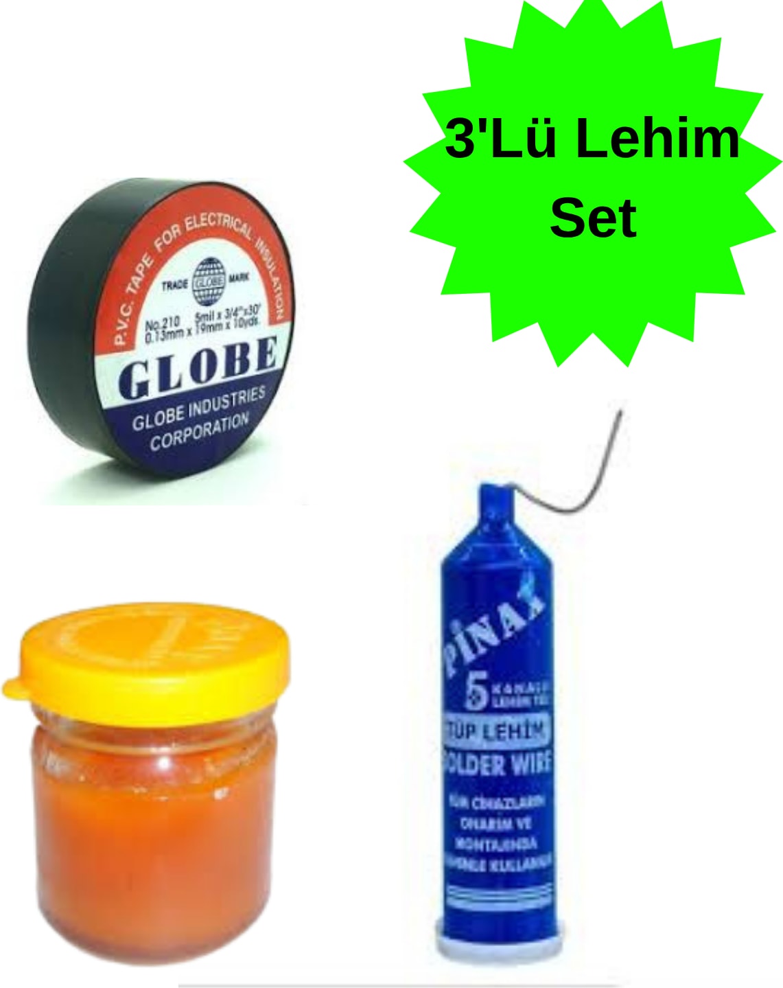 3'lü Lehim Seti Lehim Teli Lehim Pastası Elektrik Bandı