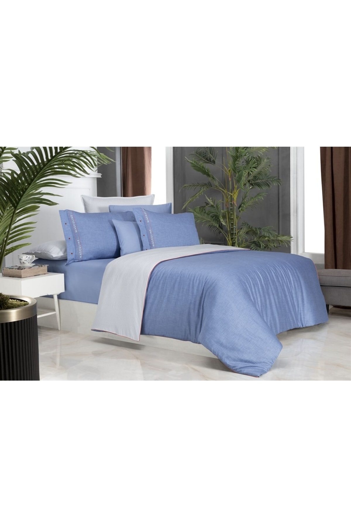 Morgan More Style Nevresim Takımı King Size V3-mavi