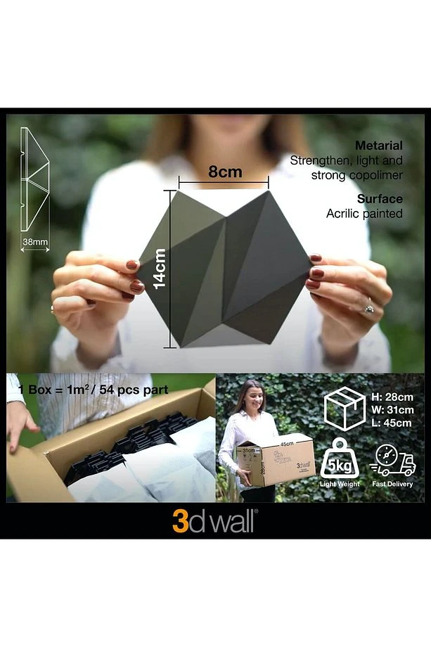 3 Boyutlu Dekoratif Duvar Paneli (-SİYAH-) (1M2)