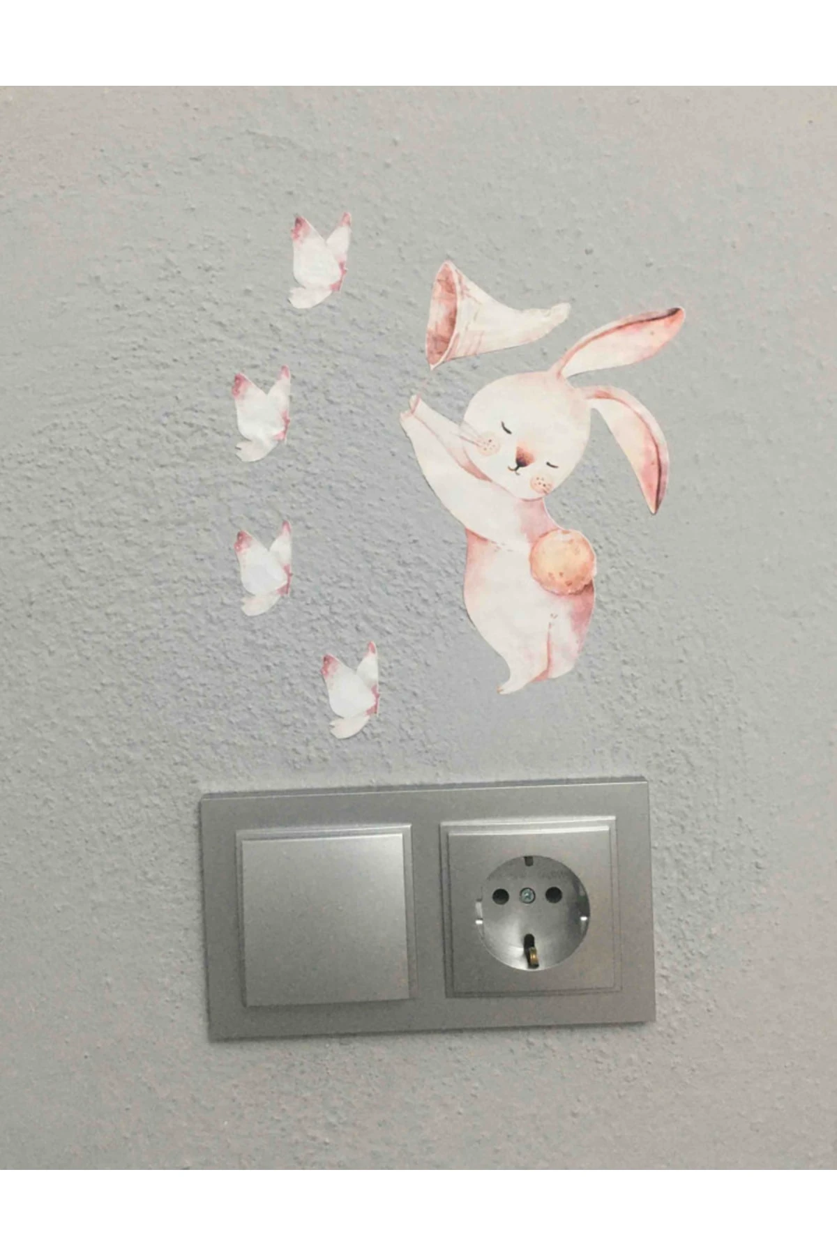 Yıldız Avcısı Tavşan Çocuk Odası Priz Sticker