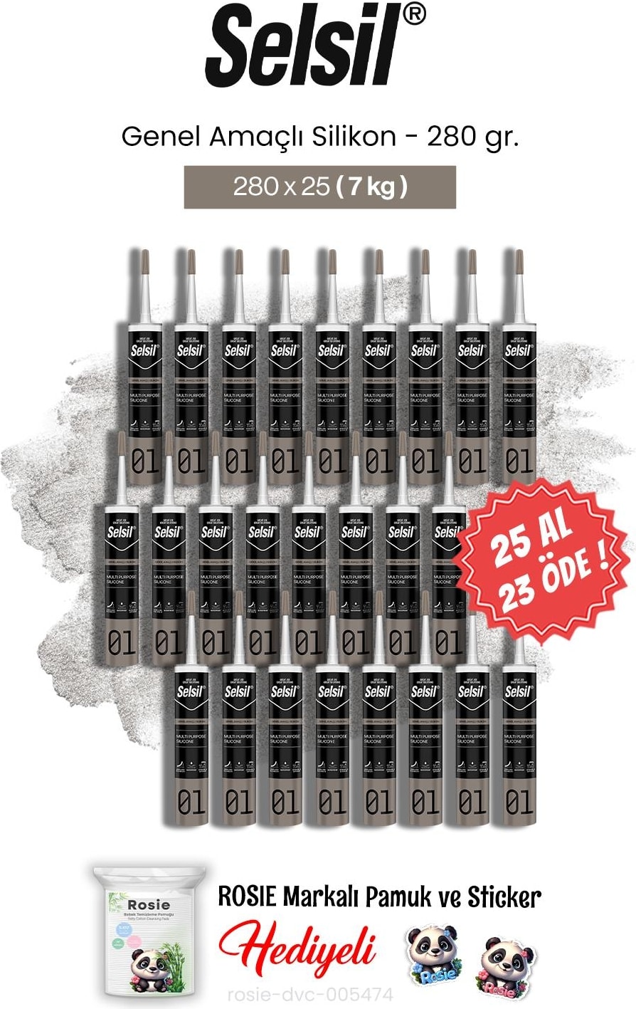 280 gr 25 Al 23 Öde Genel Amaçlı Silikon ve Rosie Pamuk