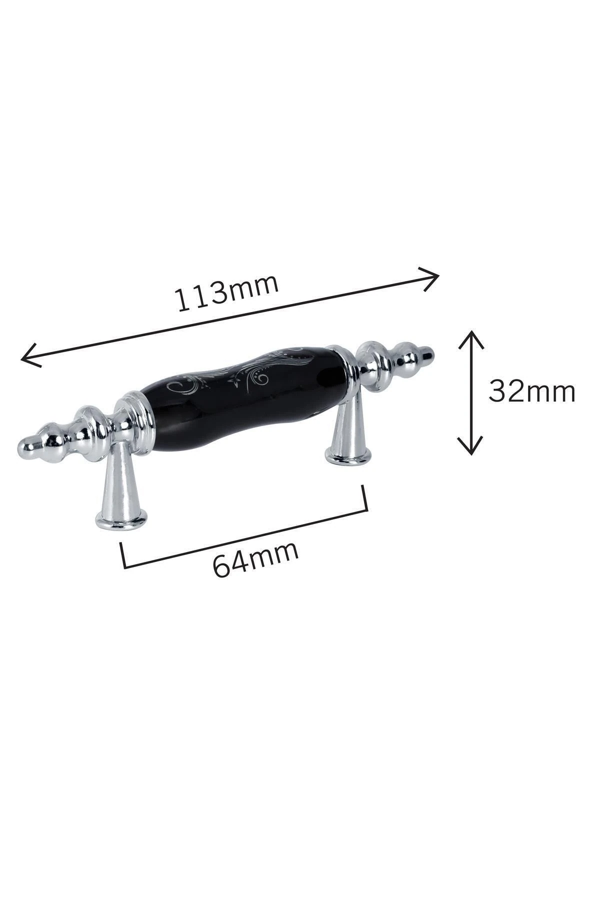 Porselen Kulp Dolap Çekmece Mobilya Mutfak Çocuk Kulbu Asos 64mm-krom -siyah-stk336