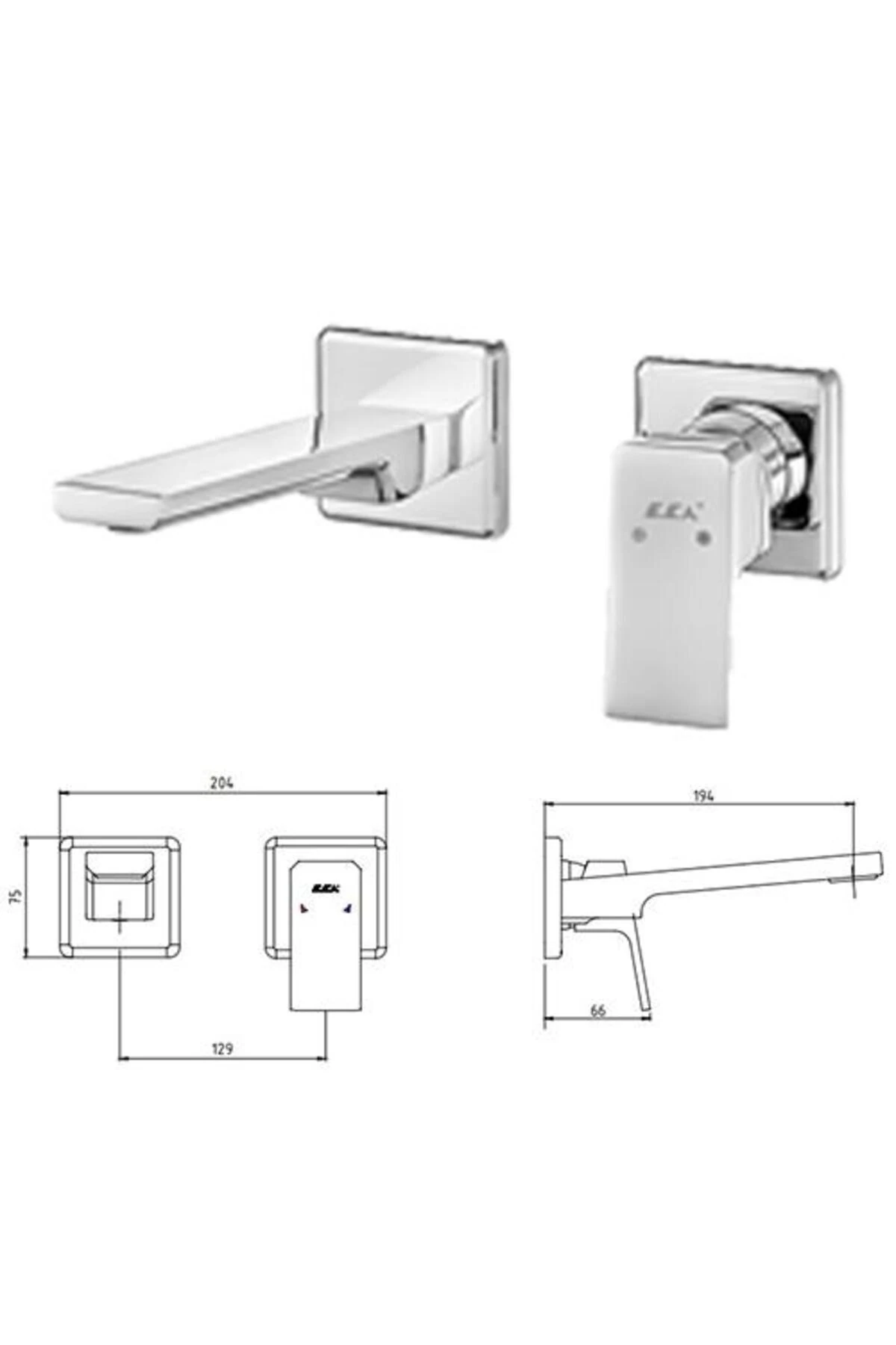 Tiera Ankastre Lavabo Bataryası Set/Çift Rozet (102167605-KK+102166601)