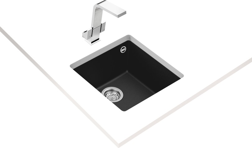 SQUARE 40.40 TG BLACK Tezgahaltı Granit Eviye Siyah 40 cm 115230025