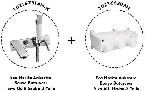 Novita Ankastre Banyo Bataryası 2 Parça Set / 3 Yollu (102167314H-K+102166303H)