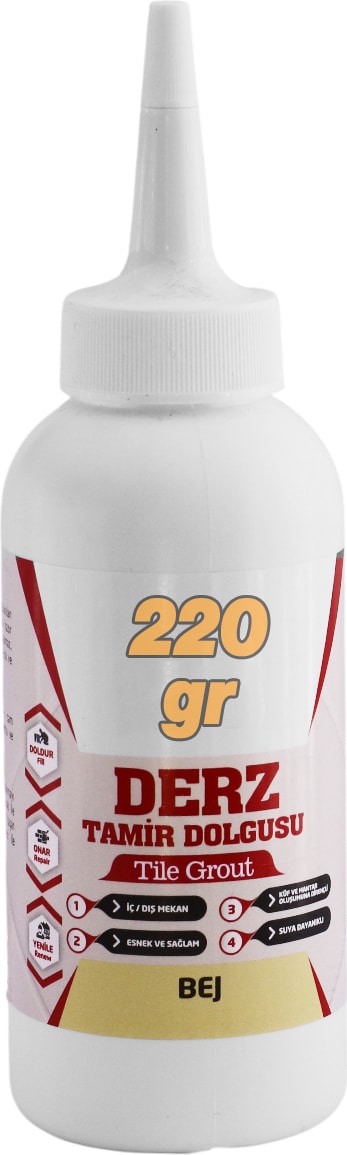 Bej Renk Hazır Derz Dolgu Fayans Seramik Mermer Yer Duvar Için Tamir Derz Yenileme Dolgusu 220 gr