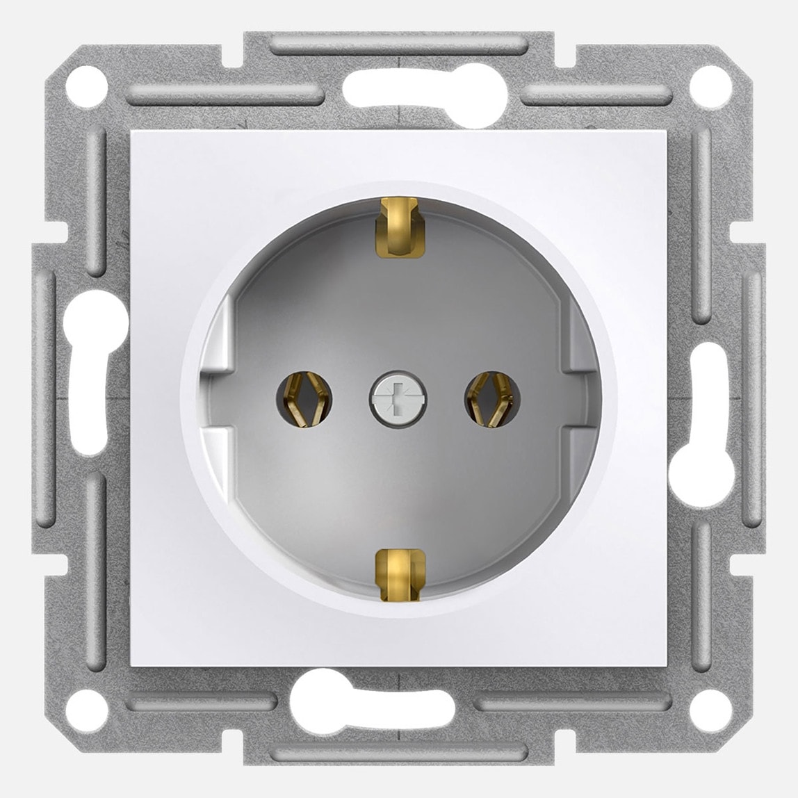 Asfora Çocuk Korumalı Topraklı Priz Beyaz, Vidalı, Çerçevesiz