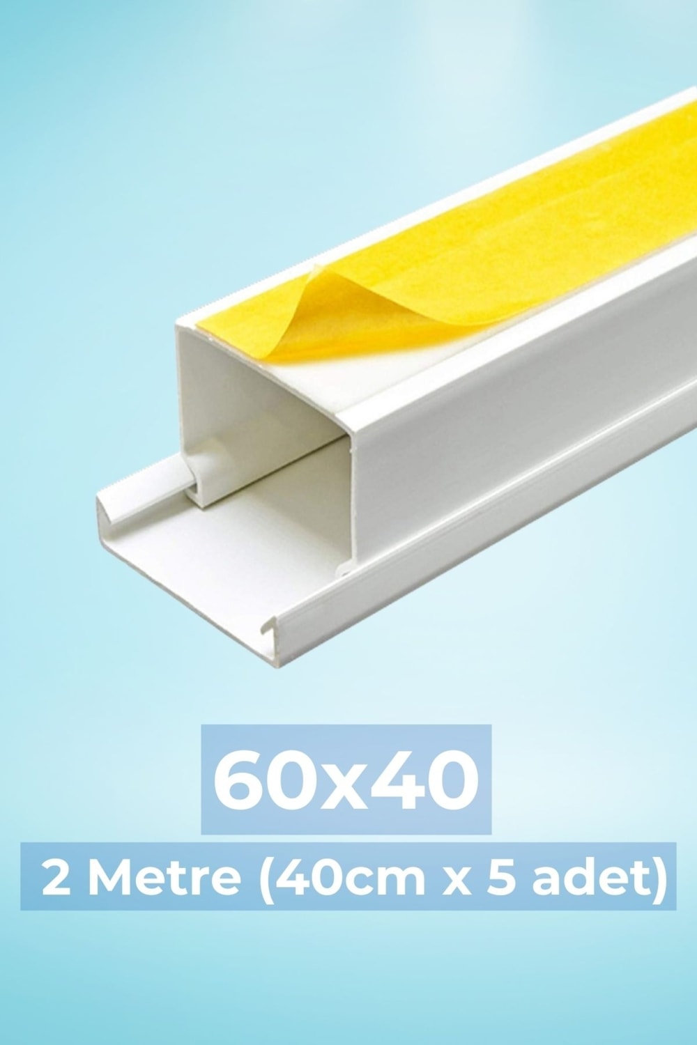 60X40 | 2 Metre Kendinden Yapışkanlı Klima Kanalı | 2m (5 Adet x 40CM) Klima Kablo Boru Kanalı