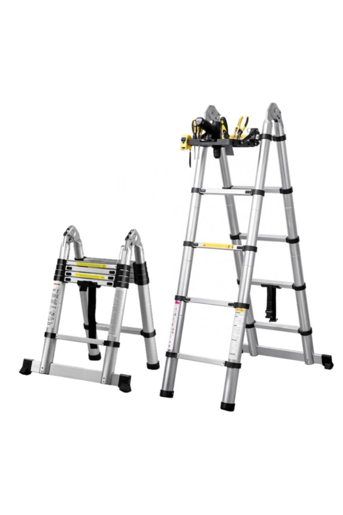 Çift Yönlü Alüminyum Teleskopik Merdiven | 7+7 Basamak - 4.4 Metre