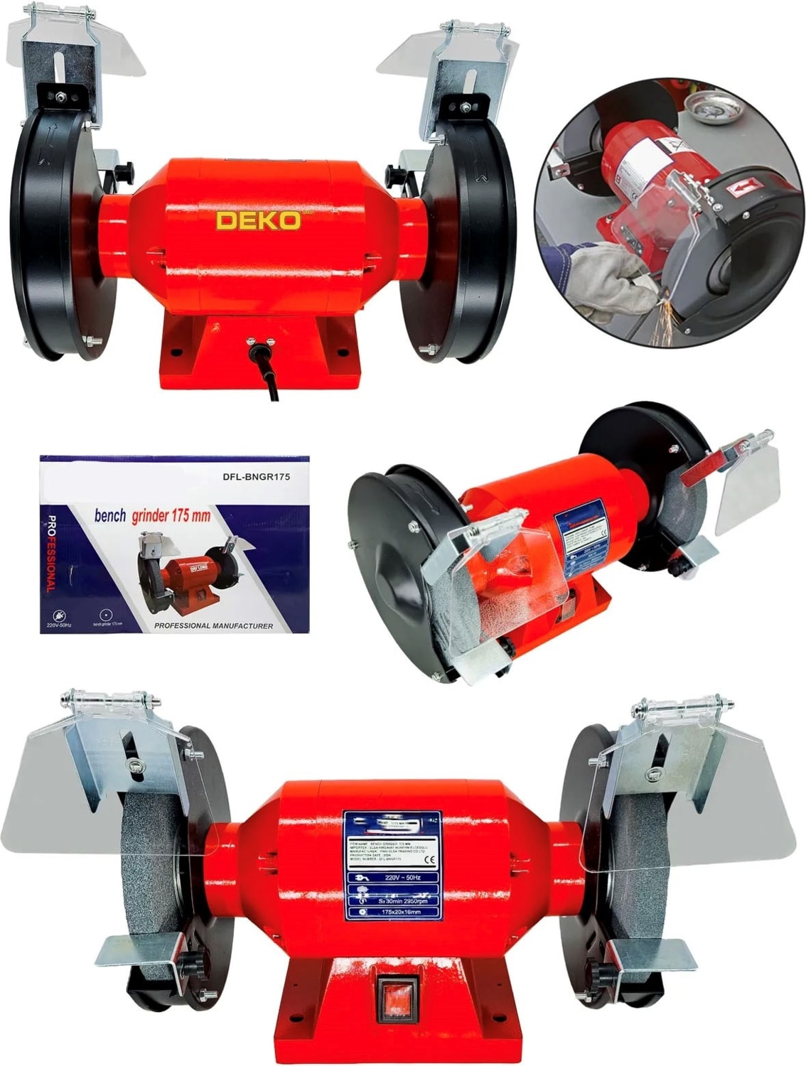Bakır Sargı Turbo Motorlu 175 mm  Çark Motoru - Profesyonel Zımpara ve Bileme Makinesi