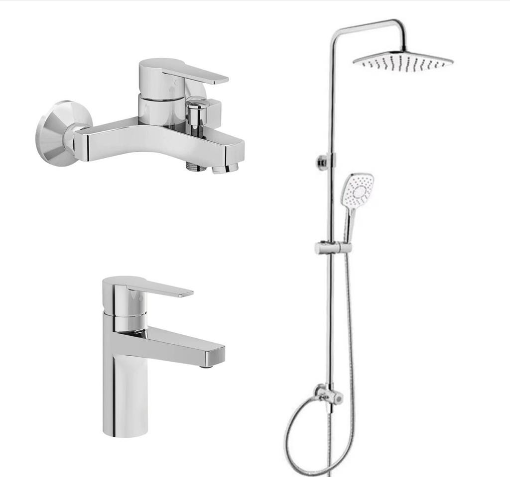 Nora S Banyo Bataryası + Lavabo Bataryası +  3s Duş Sistemi
